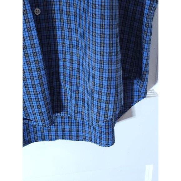Ralph Lauren Men's Classic Fit Blue Plaid Button-Up Shirt, Medium - Picture 8 of 11